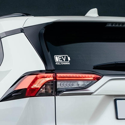 Akshar Arts Bhuwana EV Symbol Sticker for Electric Car Windows, Sides, and Rear Glass Decals (White)