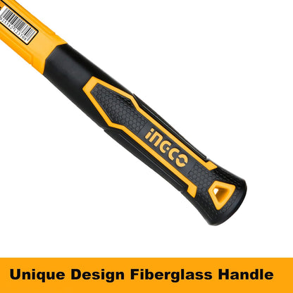 INGCO Professional Machinist Hammer with Fiberglass Handle, Drop-forged hammerhead, Weight: 1000g