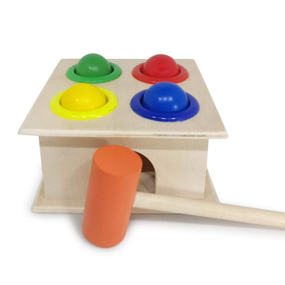 Udaipur Handicrafts - Wooden Hammer Ball Knock Pounding Bench with Box Case Fine Motor and Dexterity Skills Early Educational Toy Set for Kids 3+ Years (Hammer Ball)