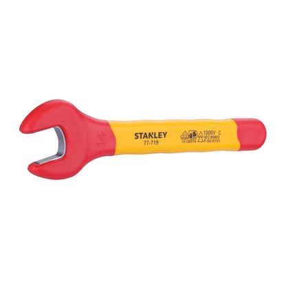 STANLEY STMT77719-23B VDE Insulated Open End Wrench 14mm, Ideal For Repair Of Electric Vehicles, Red and Yellow