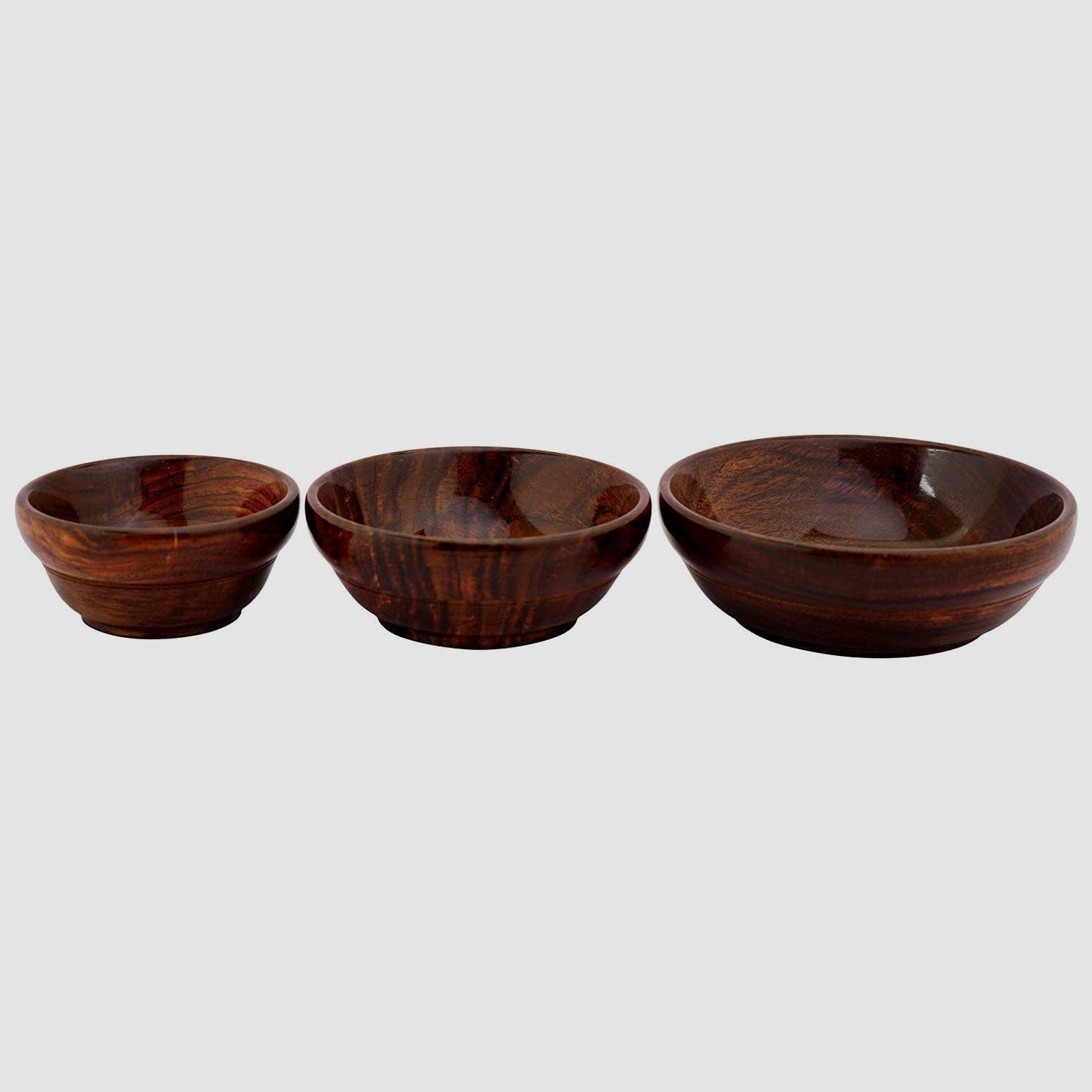 Udaipur Handicrafts Contemporary Platter Multipurpose Serving Bowl For Kitchen (Brown) -Set Of 3,Standard, 500 ML