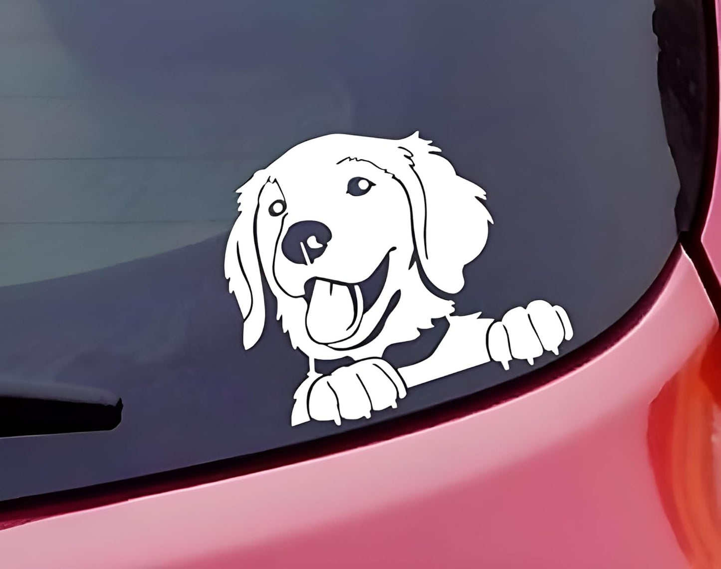 Akshar Arts Bhuwana Car Sticker for Bumper Hood Window Dog Size (19x16cm) _White