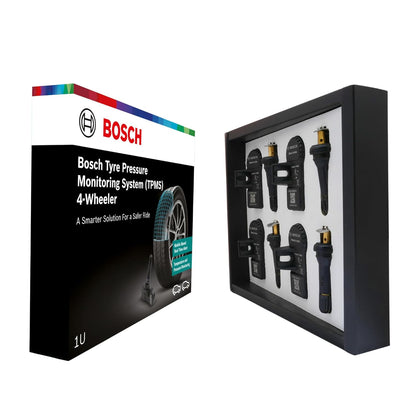 Bosch Tyre Pressure Monitoring System (TPMS) for Cars with tubeless Tyres | Pack of 4 sensors | Real-Time Tracking & Alerts via Mobile App | 5-Year Warranty
