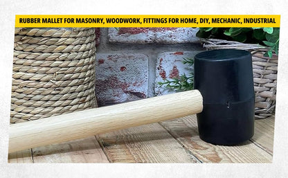 STANLEY STHT57528-8 Rubber Mallet Hammer for Masonry, Woodwork, Fittings for Home, DIY, Mechanic, Industrial & Professional Use, 680 gm, Used to Drive Nails, Fit Parts & Break Objects, YELLOW & BLACK