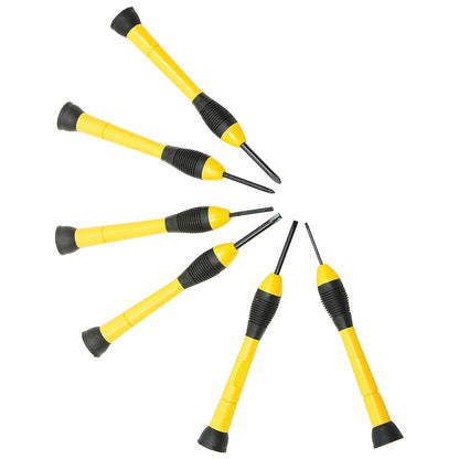 STANLEY 66-052 Precision Screwdriver Set, 6 pcs, 84 gms, Rotating Tip, Bi-Material Handle with Cushioned Grip, Used in Machines, Automobiles & Cars, LxWxH: 19.5x10x2cm, Plastic Storage Case Included