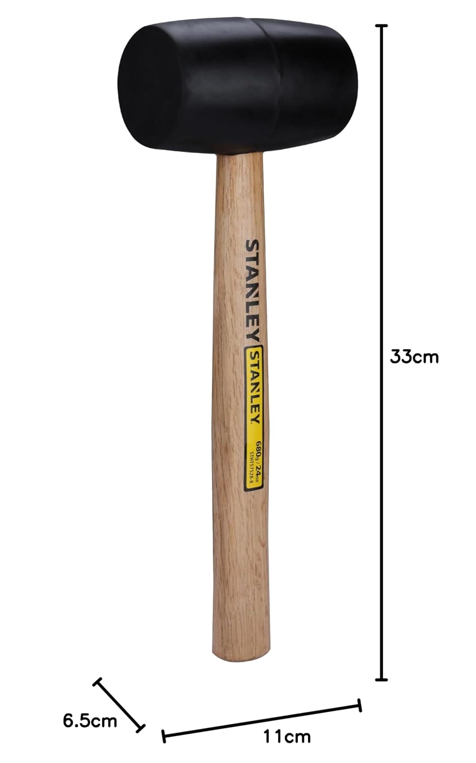 STANLEY STHT57528-8 Rubber Mallet Hammer for Masonry, Woodwork, Fittings for Home, DIY, Mechanic, Industrial & Professional Use, 680 gm, Used to Drive Nails, Fit Parts & Break Objects, YELLOW & BLACK