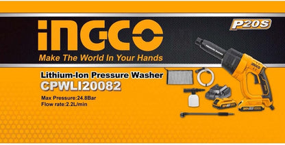 INGCO LITHIUM-ION PRESSURE WASHER - CPWLI20082
