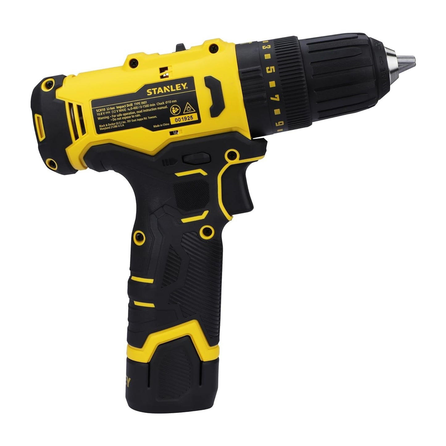 STANLEY SCH10D1-IN(12V) Brushed Cordless Hammer Drill Driver, 1x2Ah Battery & 1.5A Charger,LED Light,Variable Speed Trigger Switch,Forward/Reverse Button,10mm Chuck,Clutch Setting 20+1,1 Year Warranty
