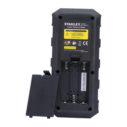 STANLEY STHT77803-A Professional Black Laser Distance Meter - 100 M, ±2.0mm Accuracy, Comes with 3 * 1.5V AAA Batteries, IP40 Dust & Water-Splash Rating, Ideal for Area & Volume Measurement