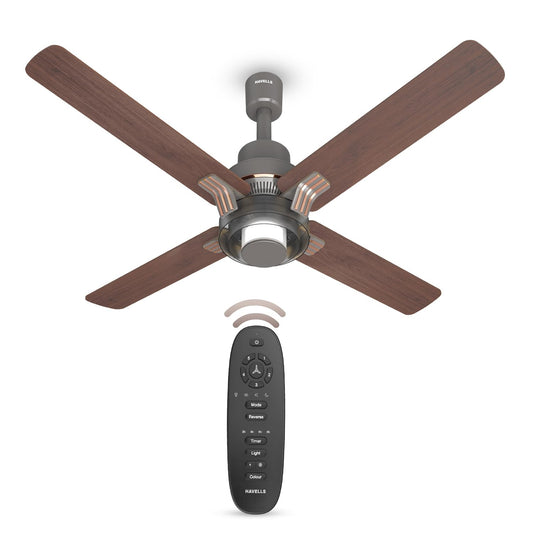 Havells 1320Mm Florette Underlight Bldc Motor Ceiling Fan|Remote Controlled, High Air Delivery Fan|5 Stars Rated, Upto 60% Energy Saving, 2 Year Warranty|(Pack Of 1, Smoke Brown Wood)