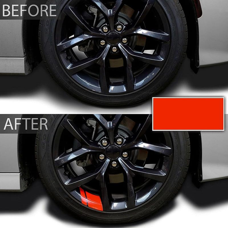 Akshar Arts Bhuwana (Red) Wheel Decals Hash Stripe Stickers Fits 18''- 21'' Wheels, 6Pcs Reflective Car Wheel Rim Decal Stripes Decoration Accessories Compatible with Aadi A1