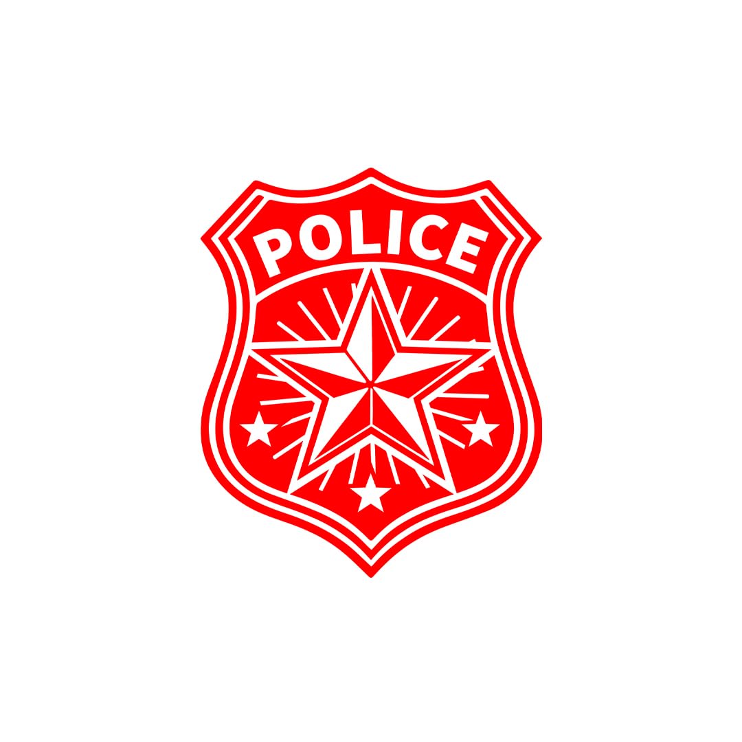 Akshar Arts Bhuwana Sheriff Badge Police Sticker – Red Emblem Decal for Cars, Bikes, and Laptops