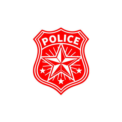 Akshar Arts Bhuwana Sheriff Badge Police Sticker – Red Emblem Decal for Cars, Bikes, and Laptops