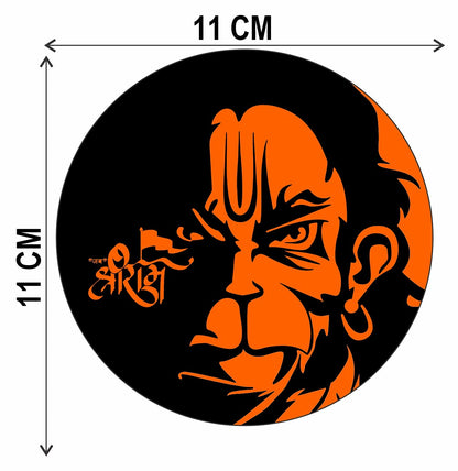 Akshar Arts Bhuwana Hanuman Jai Shree Ram Sticker for Scooty, Bike- All Two Wheeler Vehicle Vinyl Decal Size (11cm X 11cm) Multicolor