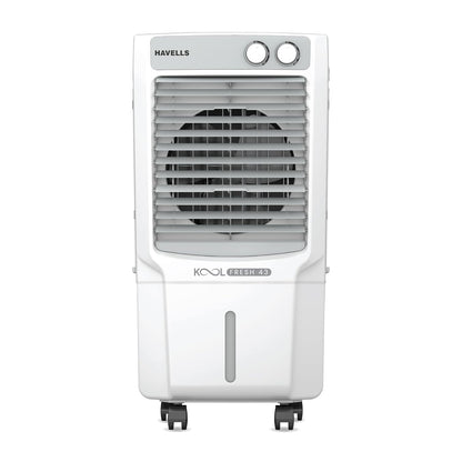 Havells KoolFresh 43 L Personal Air Cooler for Room|Powerful Air-Delivery|Dual Flow Technology|Fan & 3 Side Bacteria Shield Honeycomb Pads|Ice Chamber|Fully Collapsible Louvers|Front Wheel with Brakes
