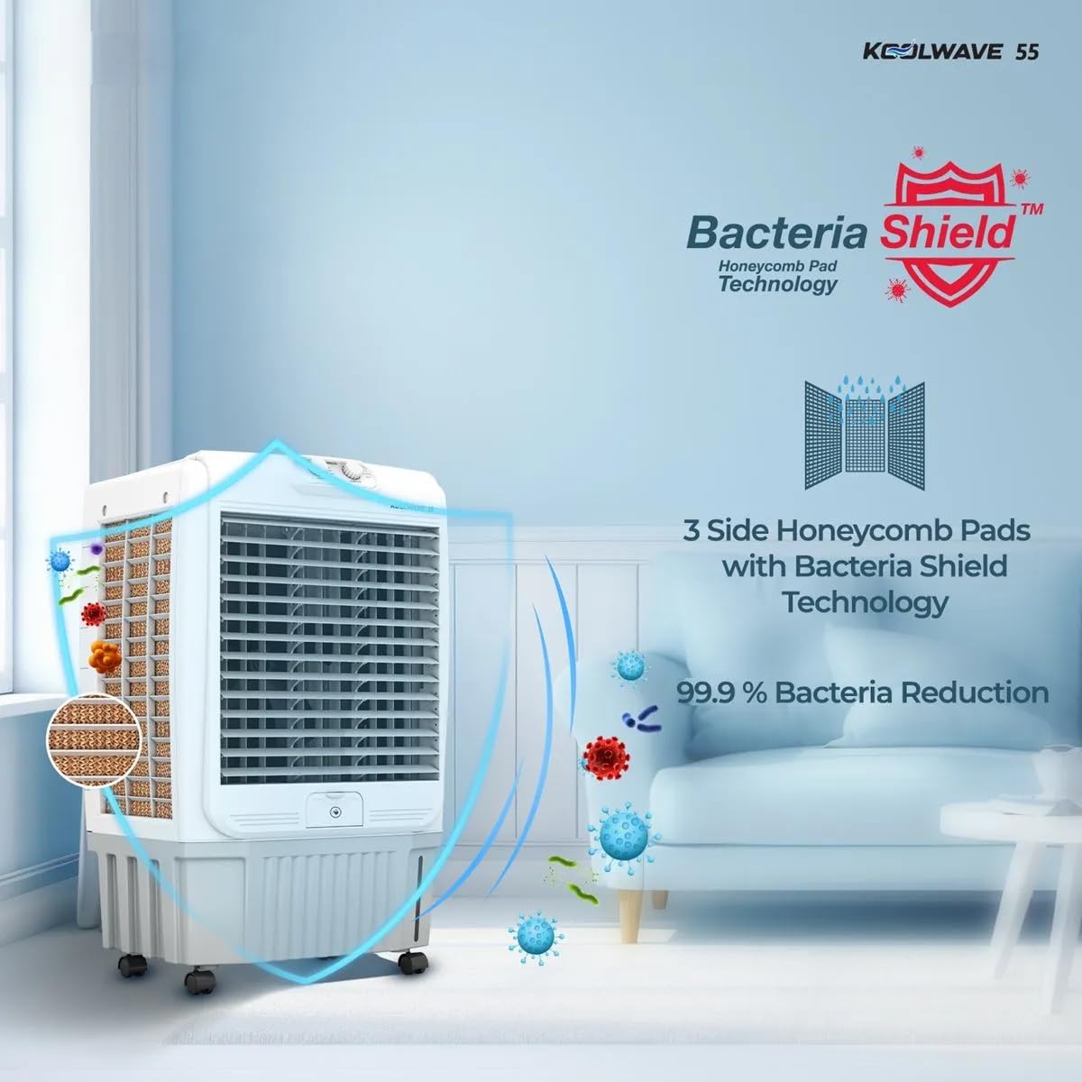 Havells KoolWave 55 L Desert Air Cooler (White Grey)