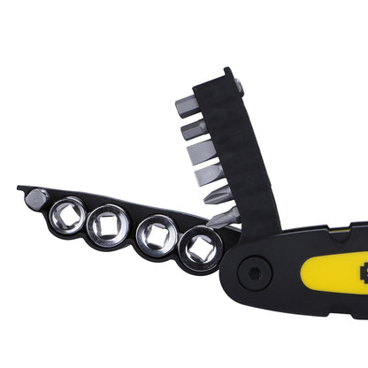 STANLEY STHT0-70695 Folding and Locking 14-in-1 Multi-Tool, Compact & Portable, KIT Contains Knife, Saw, Bottle Opener, File, Holder for Bits & Drive Adaptor for Sockets