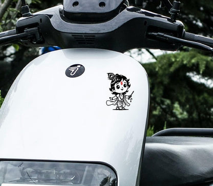 Akshar Arts Bhuwana Hari BOL Krishna and Flute Sticker for Car Bike Scooty and Wall 16x15cm