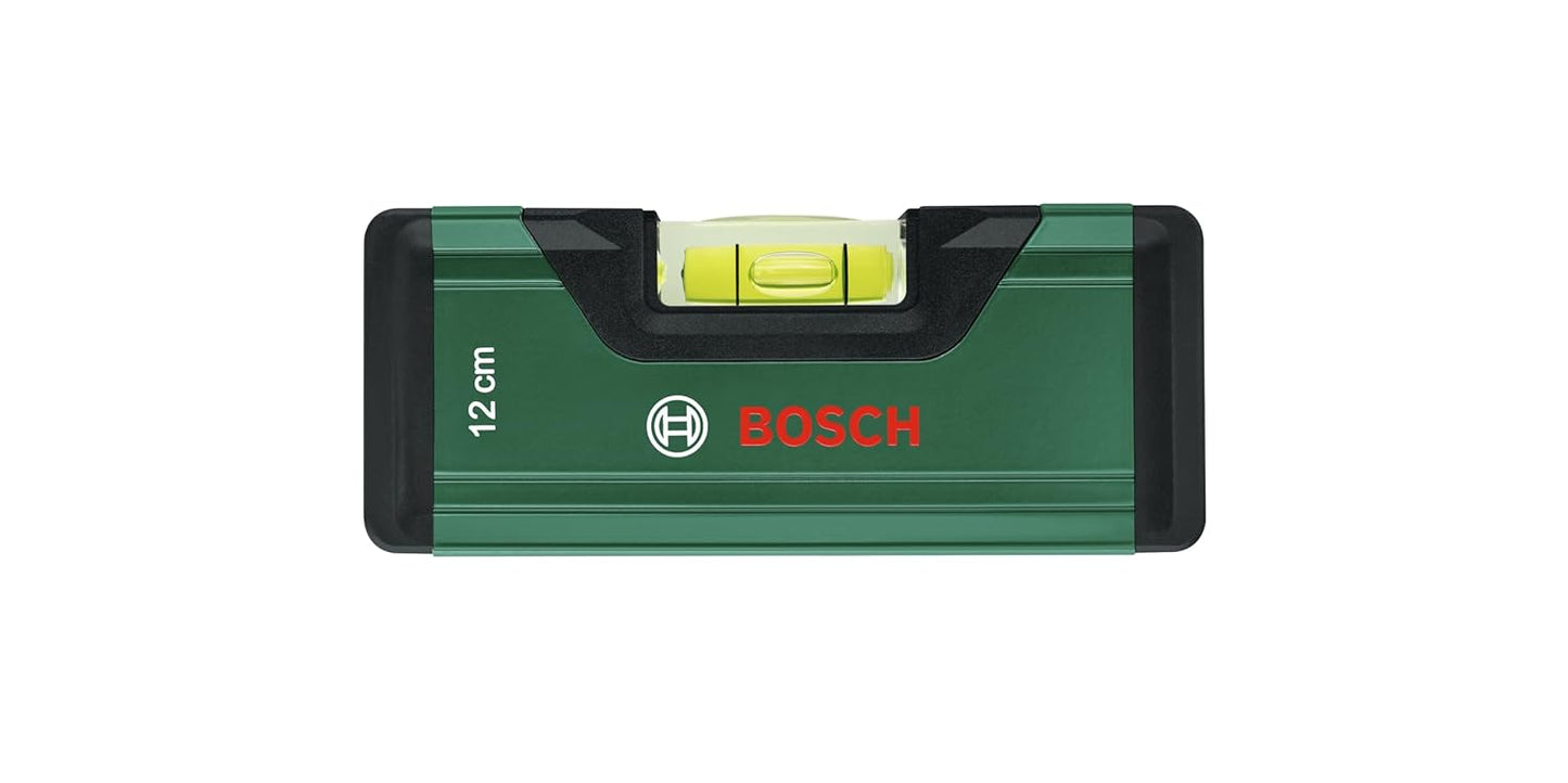 BOSCH Spirit Level 12cm | Compact & Portable | High-Precision Bubble for Accurate Readings | Durable Aluminum Construction | Ergonomic Design for Comfortable Grip | Ideal for Small-Scale Projects