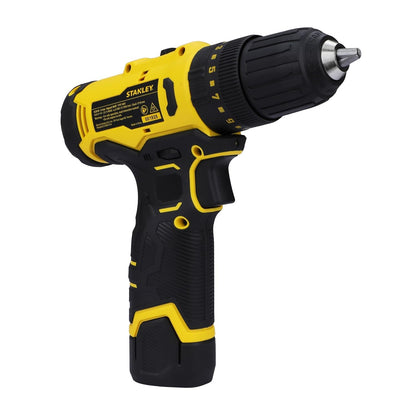 STANLEY SCH10D1-IN(12V) Brushed Cordless Hammer Drill Driver, 1x2Ah Battery & 1.5A Charger,LED Light,Variable Speed Trigger Switch,Forward/Reverse Button,10mm Chuck,Clutch Setting 20+1,1 Year Warranty