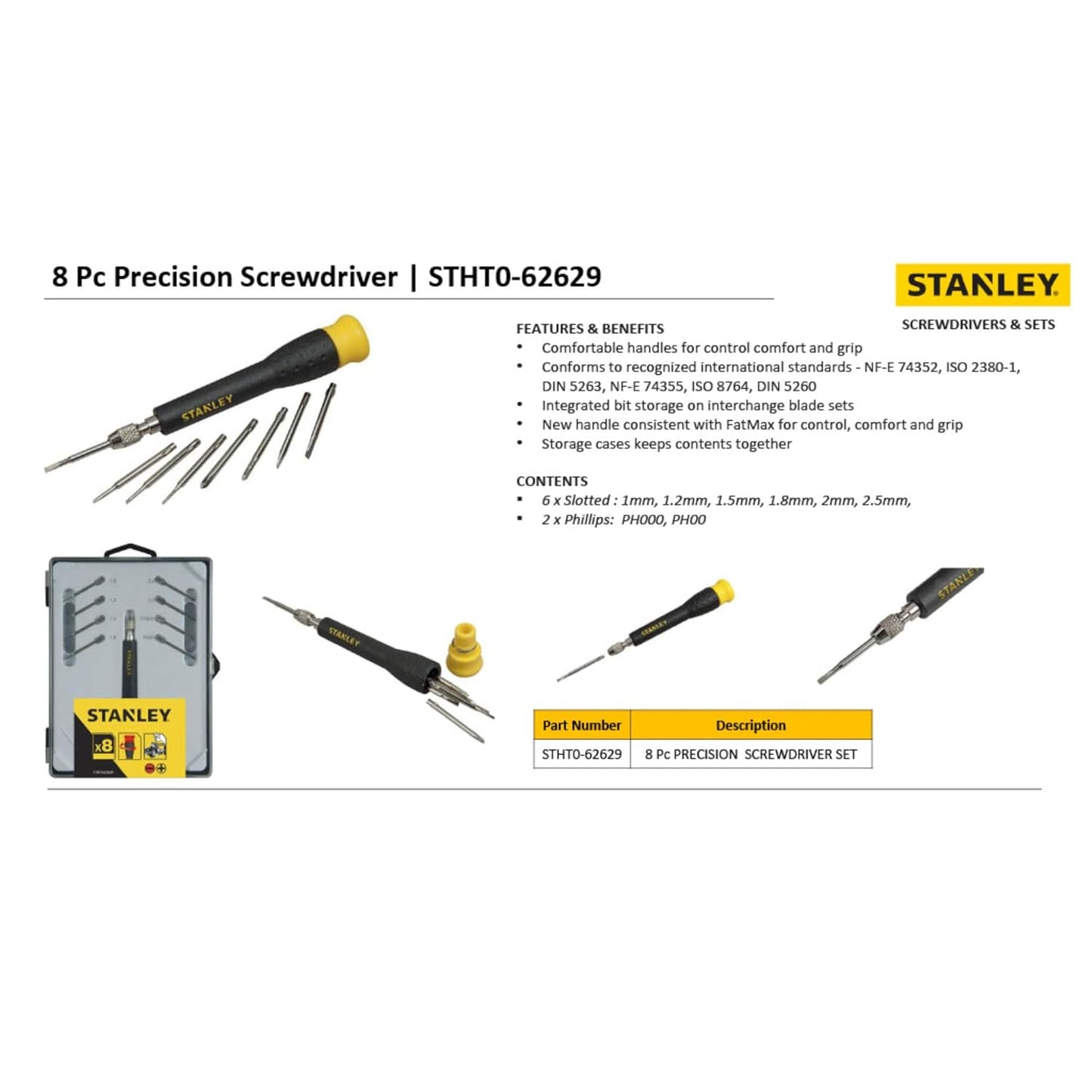 STANLEY STHT0-62629 8 Pc PRECISION SCREWDRIVER SET