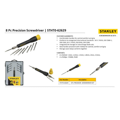STANLEY STHT0-62629 8 Pc PRECISION SCREWDRIVER SET