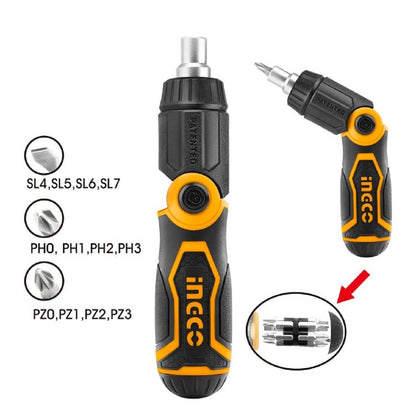 INGCO 13 IN 1 Ratchet Screwdriver Set, INGCO Style Ratchet Handle Folding Handle, High Auality Ratchet 12 Pcs 6.35 * 25 mm Screwdriver Bits
