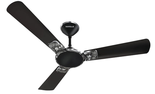 Havells Enticer Art Energy Saving 1200 mm Premium Designer Fan for Home| 100% Copper Winding Motor|High Power in Low Voltage Motor|Suitable for Living & Bedroom|Dust Resistant Coating (Metallic Black)