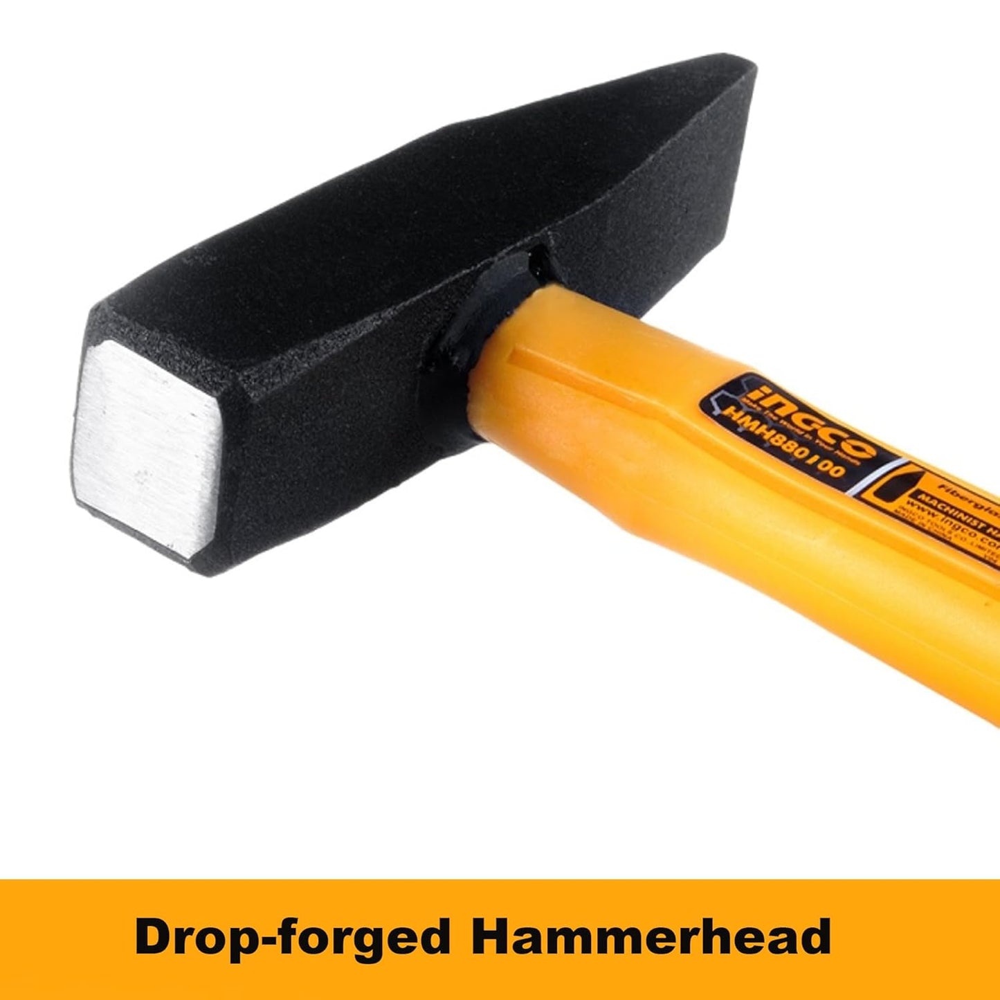 INGCO Professional Machinist Hammer with Fiberglass Handle, Drop-forged hammerhead, Weight: 1000g