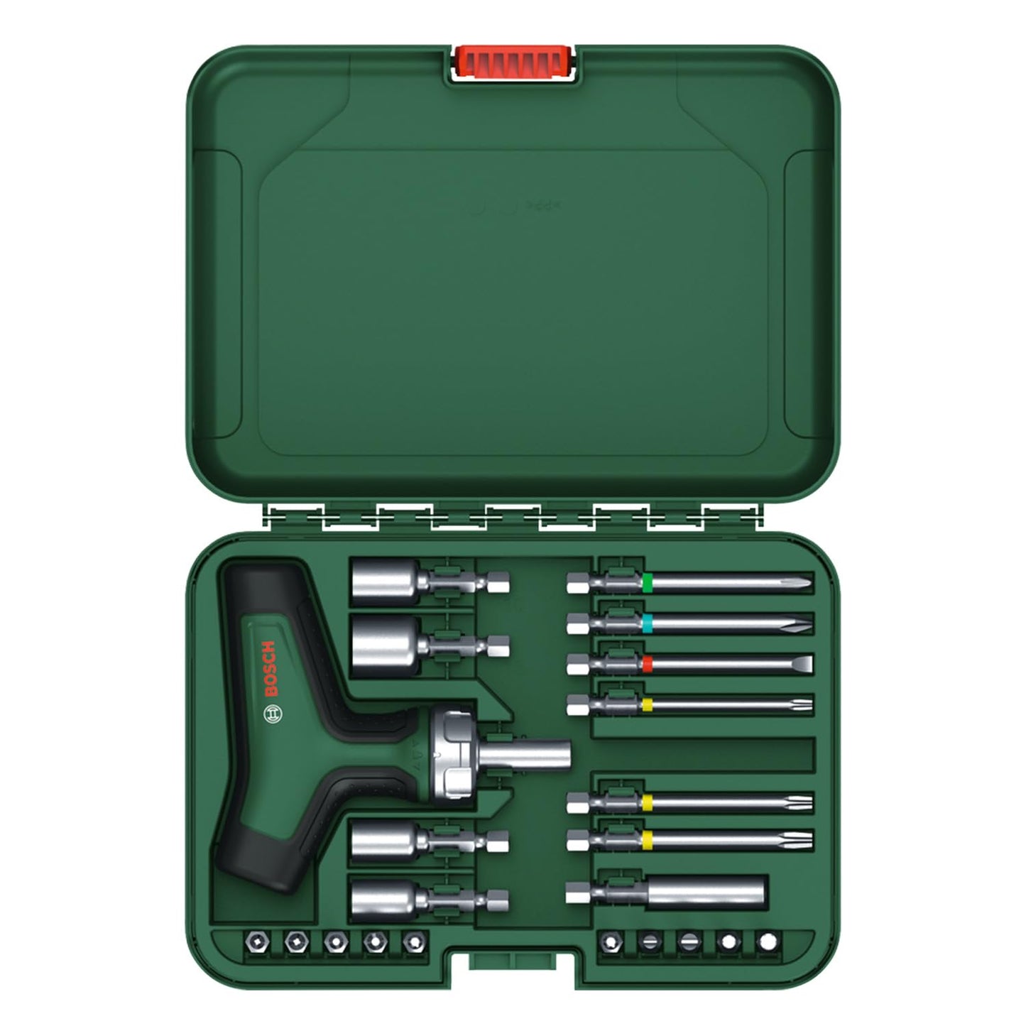 BOSCH 22-Piece T-Handle Bit Ratchet Screwdriver Set High Torque, Ergonomic Comfort & Versatile Functionality