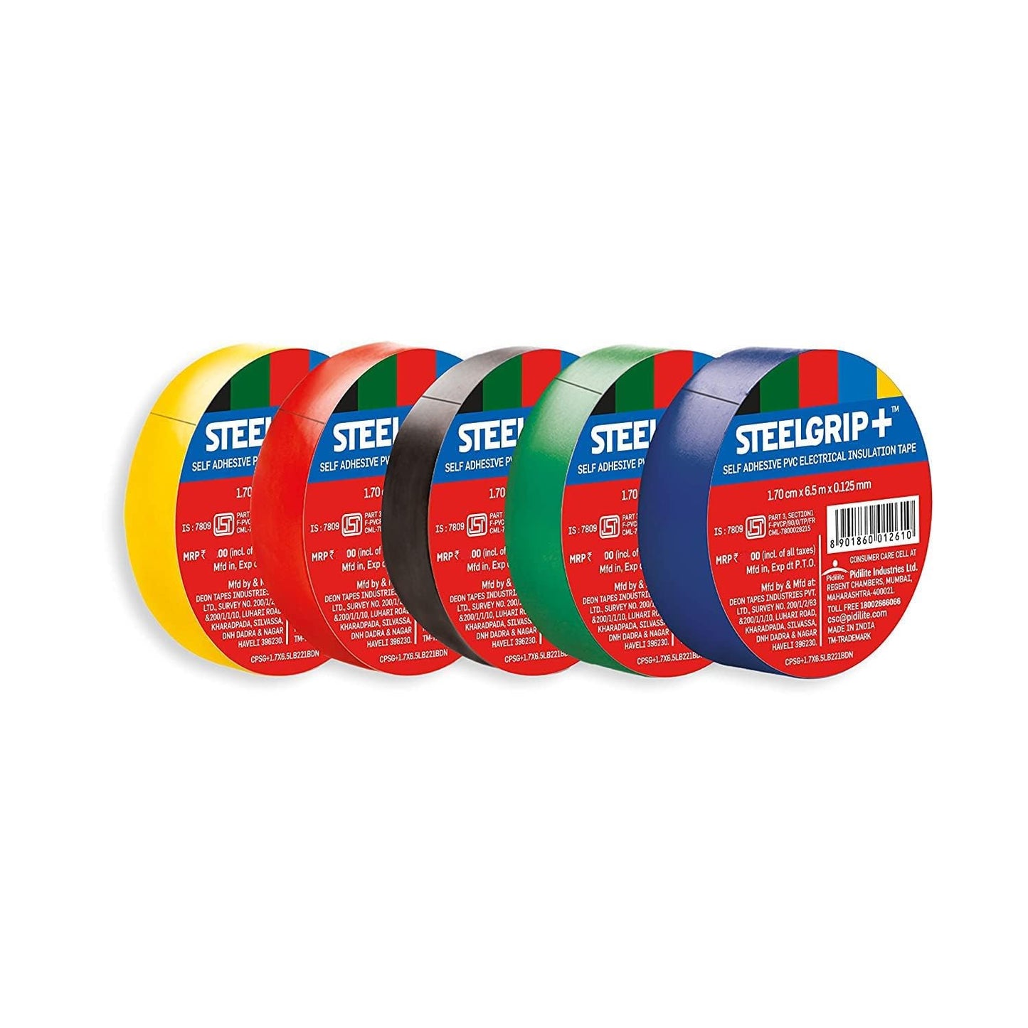 Pidilite Steelgrip Self Adhesive PVC electrical Insulation Tape - 6m,Pack of 10