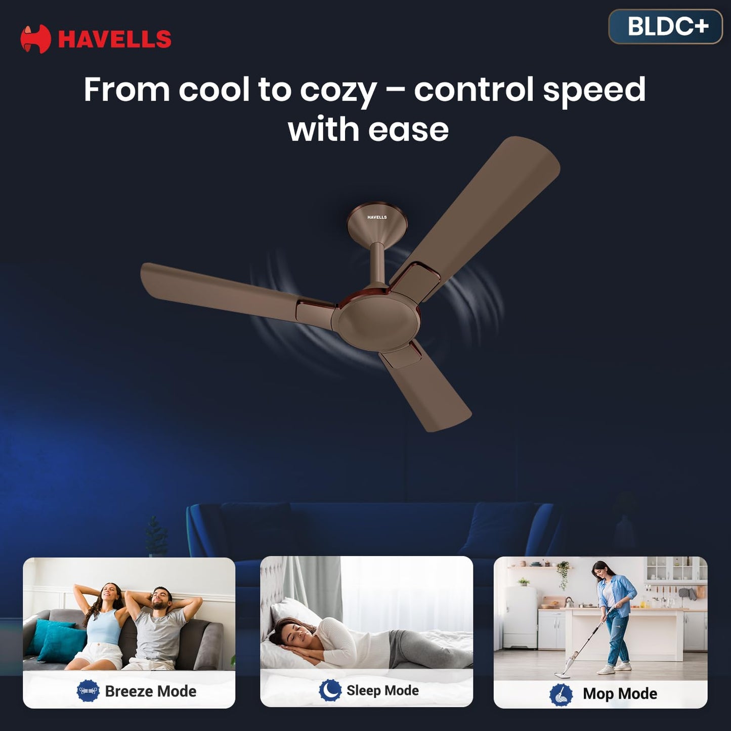 Havells 1200mm Enticer BLDC Prime Ceiling Fan| Compatible with Regulator & Remote| Upto 55% Energy Saving| High Air Delivery | 100% Copper Motor| 2 Years Comprehensive Warranty(Brown LT Copper)