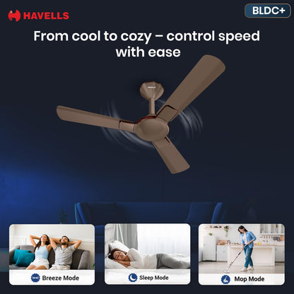 Havells 1200mm Enticer BLDC Prime Ceiling Fan| Compatible with Regulator & Remote| Upto 55% Energy Saving| High Air Delivery | 100% Copper Motor| 2 Years Comprehensive Warranty(Brown LT Copper)
