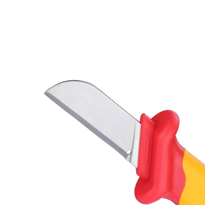 STANLEY STMT77867-23B VDE Insulated Straight Cable Knife 50x180mm, Ideal For Repair Of Electric Vehicles, Red and Yellow