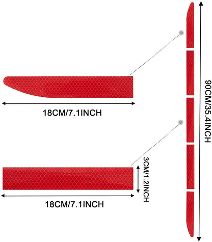 Akshar Arts Bhuwana PET Car High Intensity Reflective Sticker Warning Safety Reflector Strips Universal Car Truck Bumper Reflective Stickers 5 Pcs Set - 90X3.5 Cm (Red)