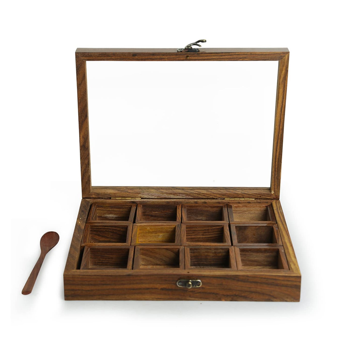 Udaipur Handicrafts Spice Box for Kitchen (12 Detachable Conatiners, Each Container : 45 gram) |Masala Container Dabba Spice Box Wooden Namak Dani for Kitchen Masala Dani Box