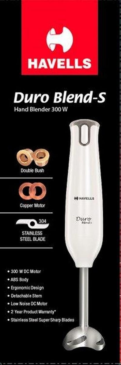 Havells Duro Blend - S Low Noise 300 Watt Hand Blender With Detachable Stainless Steel Stem, Double Bush,Copper Motor & 2 Years Warranty, 300 Watt