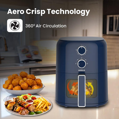 Havells Prolife Brio Air Fryer 4.2 L| Aero Crisp Technology for Air Circulation| See Through Window| Non-Stick Silicon Coated Basket| Adjustable Temperature and Time| 2Yr Door Step Warranty by Havells