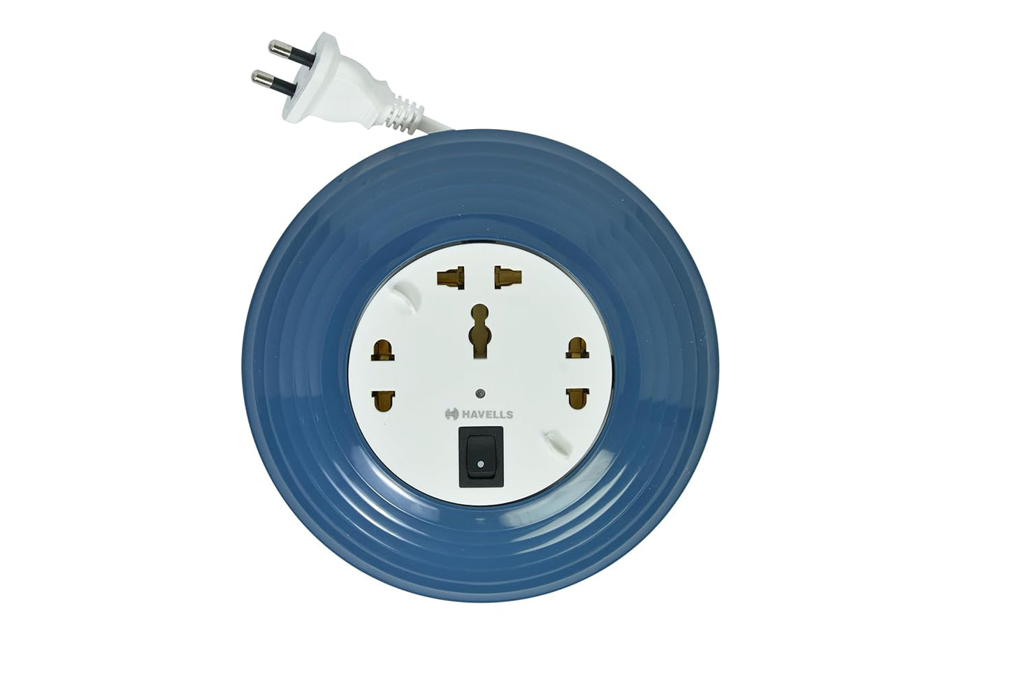 Havells Cosmo Reel| Extension Board - 5 Mtr ISI Marked Cable|3 Pin & 2x2 Pins Universal Sockets with Master Switch| LED Indicator| 6A,1440 Watts, 240 Volts| Ultra-Smooth Rotation, Blue