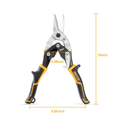 INGCO Aviation Snip Set - Left, Right, Straight Cut for Sheet Metal Cutting - Pliers Nippers With Comfortable Grips - HTSNK0110