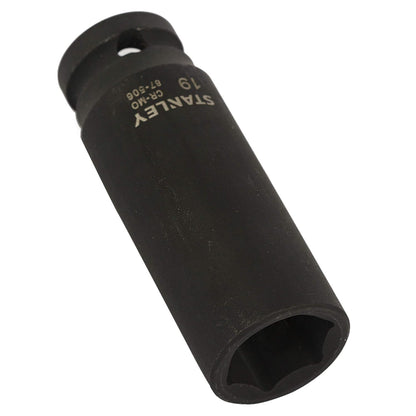 STANLEY STMT87506-8B 1/2-inch 19mm Chrome-Molybdenum Steel Impact Deep Socket (Black)
