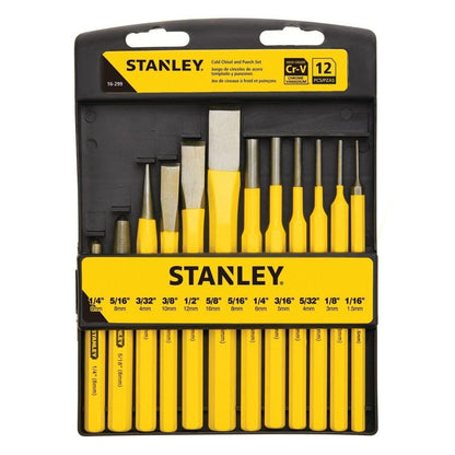 STANLEY 16-299 12 Piece Pin Punches and Cold Chisel Set (Yellow and Black) 700g