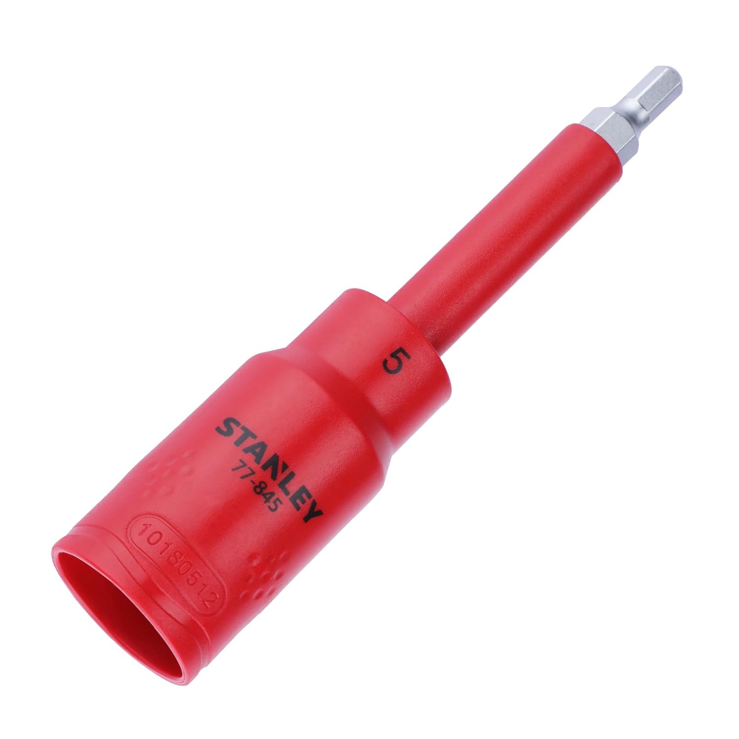 STANLEY STMT77845-23B 1/2" VDE Insulated Hex Driver Socket 5x120mm, Ideal For Repair Of Electric Vehicles, Red