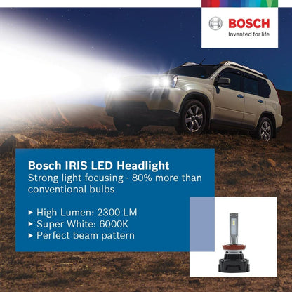 Bosch F002H52012FT9 Iris Led Retrofit Head Light | H7 Headlight | Elegant eco-friendly headlamp | Ready-to-fit | Halogen lighting with superior next generation technology