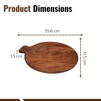 Udaipur Handicrafts Wood Chopping Board – 14x12 Inches | Handmade, Reversible, Durable Cutting Board for Kitchen & Serving | Rustic Cheese Platter, Bread or Meat Board