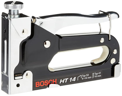 Bosch Professional Handheld Tacker Ht14, Pack Of 1, Suitable For Quick Fixing Of Fabrics, Roofing Felt, Foils, Insulation Materials, Woven Wires And For Light Upholstery Work