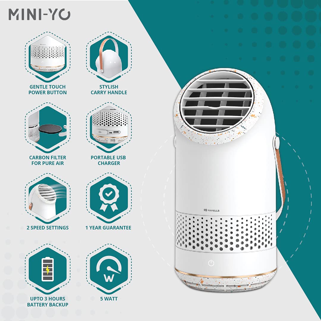 Havells Mini Yo 110mm Personal Fan (Grey, Pack of 1)