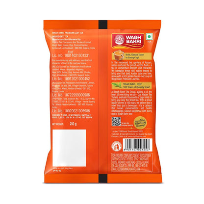 Wagh Bakri Premium Tea | Black | Assam Blend | Kadak Chai | Aromatic Chai Patti | Rich & Bold Flavour | Lingering Taste & Kesari Golden Hue | Loose Leaf Tea | 250 g