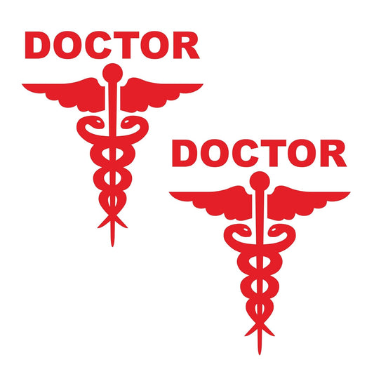 Akshar Arts Bhuwana Red Doctor Car Decal Sticker Doctor Logo Sticker for Car and Bike Reflective and Water Proof Pack of 2 (Size 5.8 * 6 Inch)