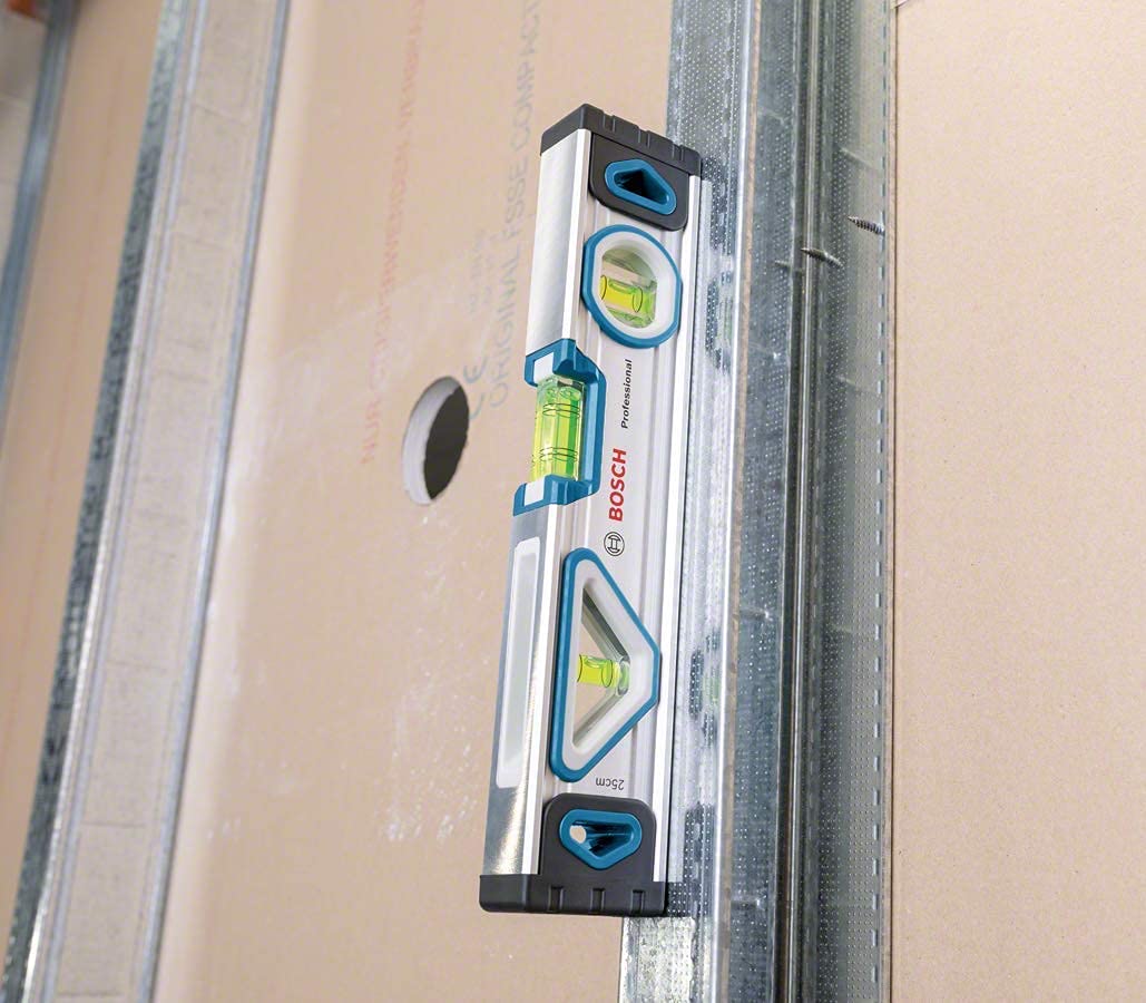BOSCH Professional 25 cm Durable Aluminum Frame Magnetic Spirit Level - Precision Tool with Easy-to-Read Markings from Multiple Positions